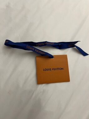 Louis Vuitton Blue Logo Ribbon with Orange Gift Tag Card